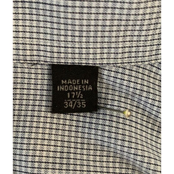 John Varvatos Men's size 17.5-34/35 Gray Grid Regular Fit Button Down Shirt - Picture 4 of 8